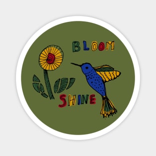 Bloom shine humming bird flower minimal art Magnet